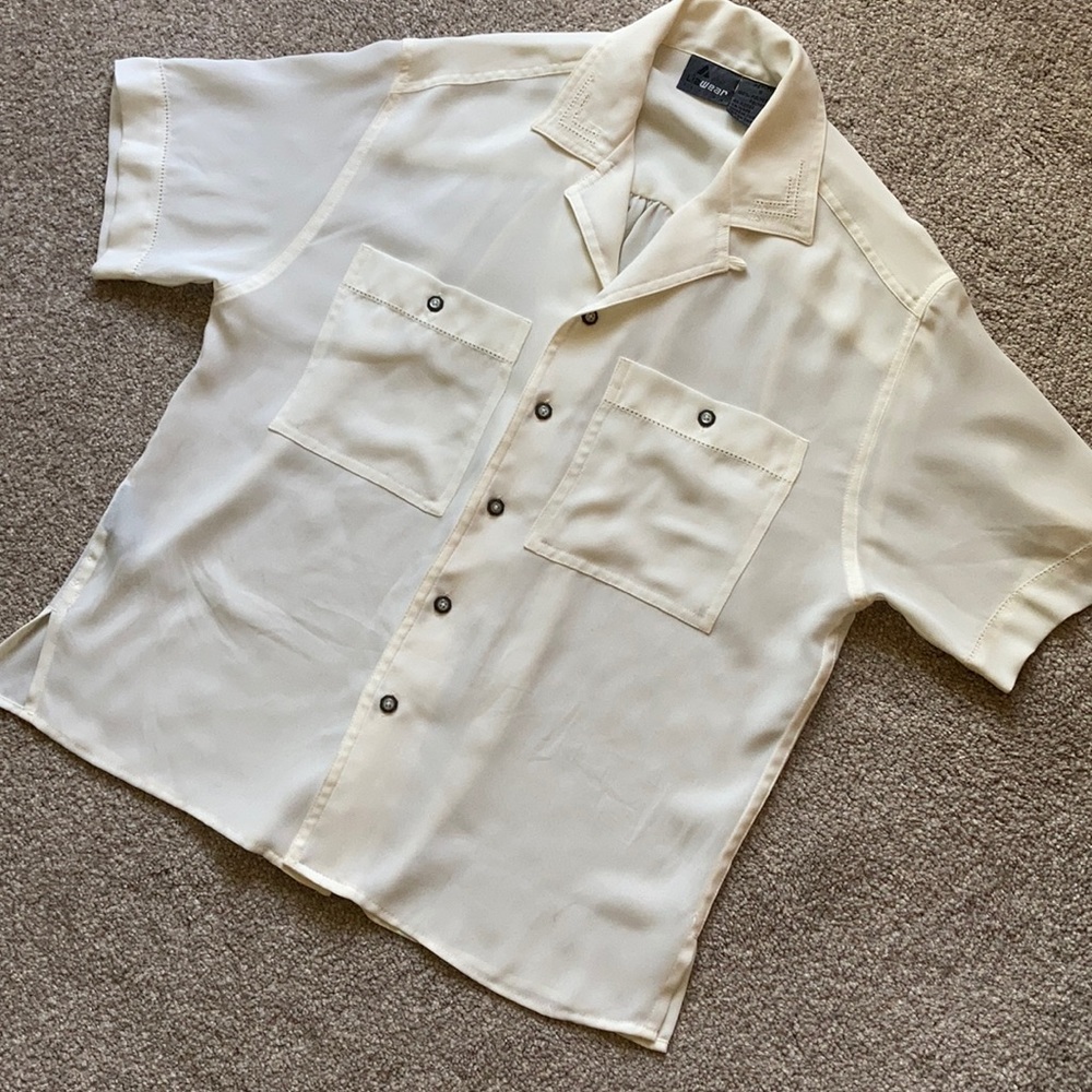 Liz wear vintage 90s 100% polyester button up blouse top